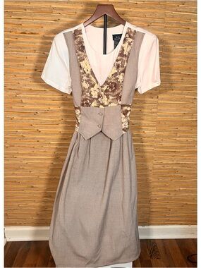 Vintage Brett Alixander Houndstooth Vest Maxi Dress